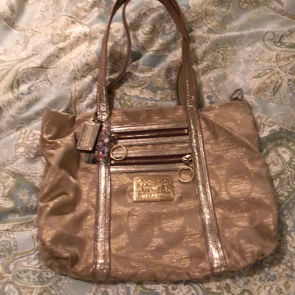 Coach Poppy gold shimmer medium-large tote